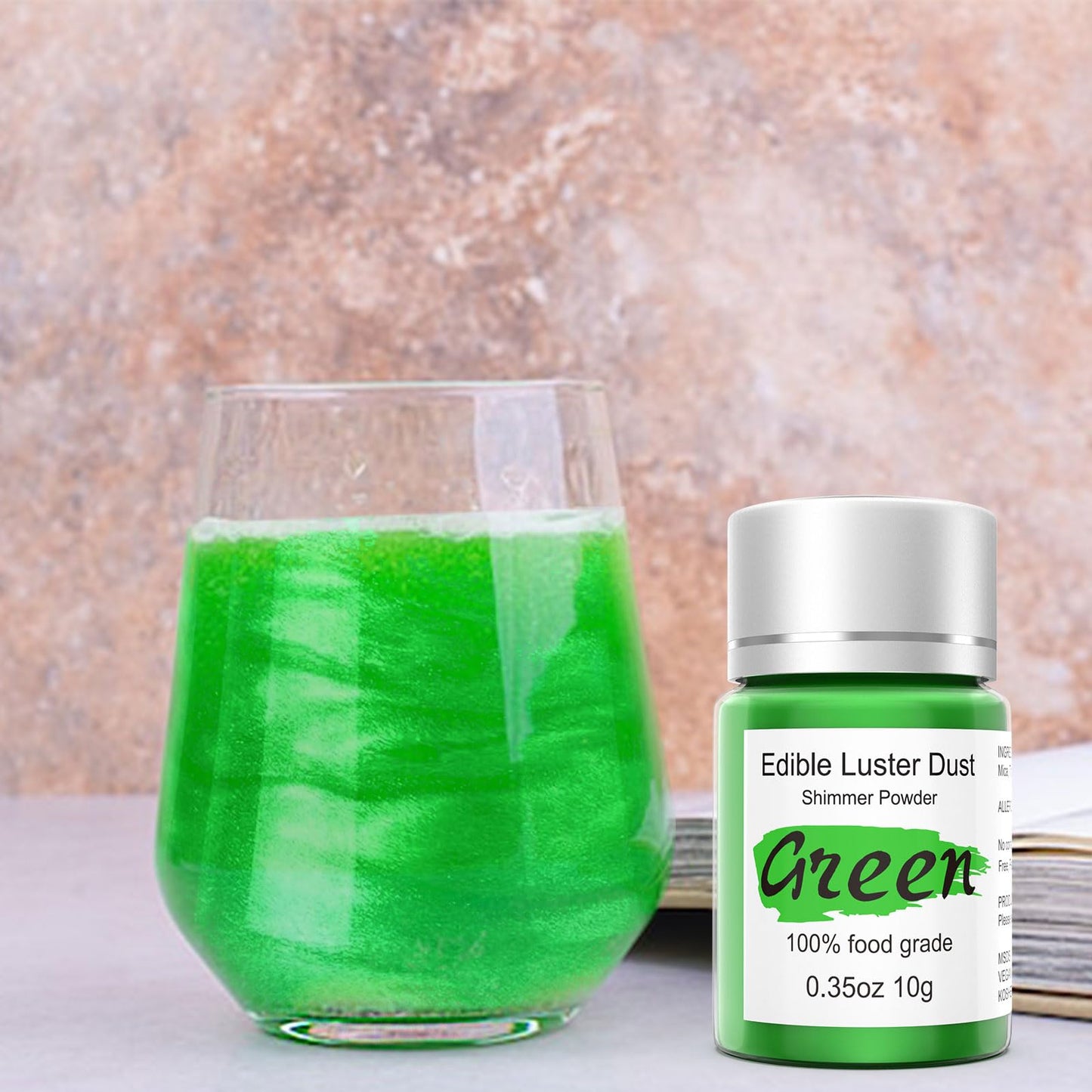 Green Luster Dust Edible Glitter For Cakes Cocktails - 10G Colaele Edible Shimmering Dust For Chocolates, Metallic Food Coloring