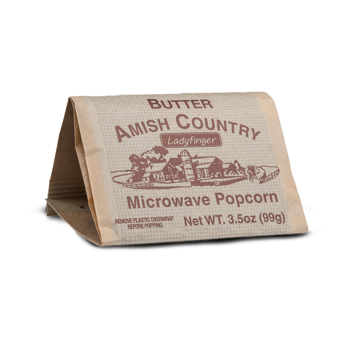 Amish Country Popcorn | Old Fashioned Microwave Popcorn | 10 Bags Ladyfinger Butter | Non-GMO, Gluten Free, Microwaveable and Ko