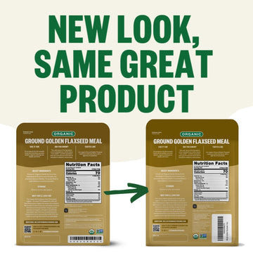 FGO Organic Ground Golden Flaxseed Meal, Cold Milled, 16oz Resealable Bag, Grown in USA