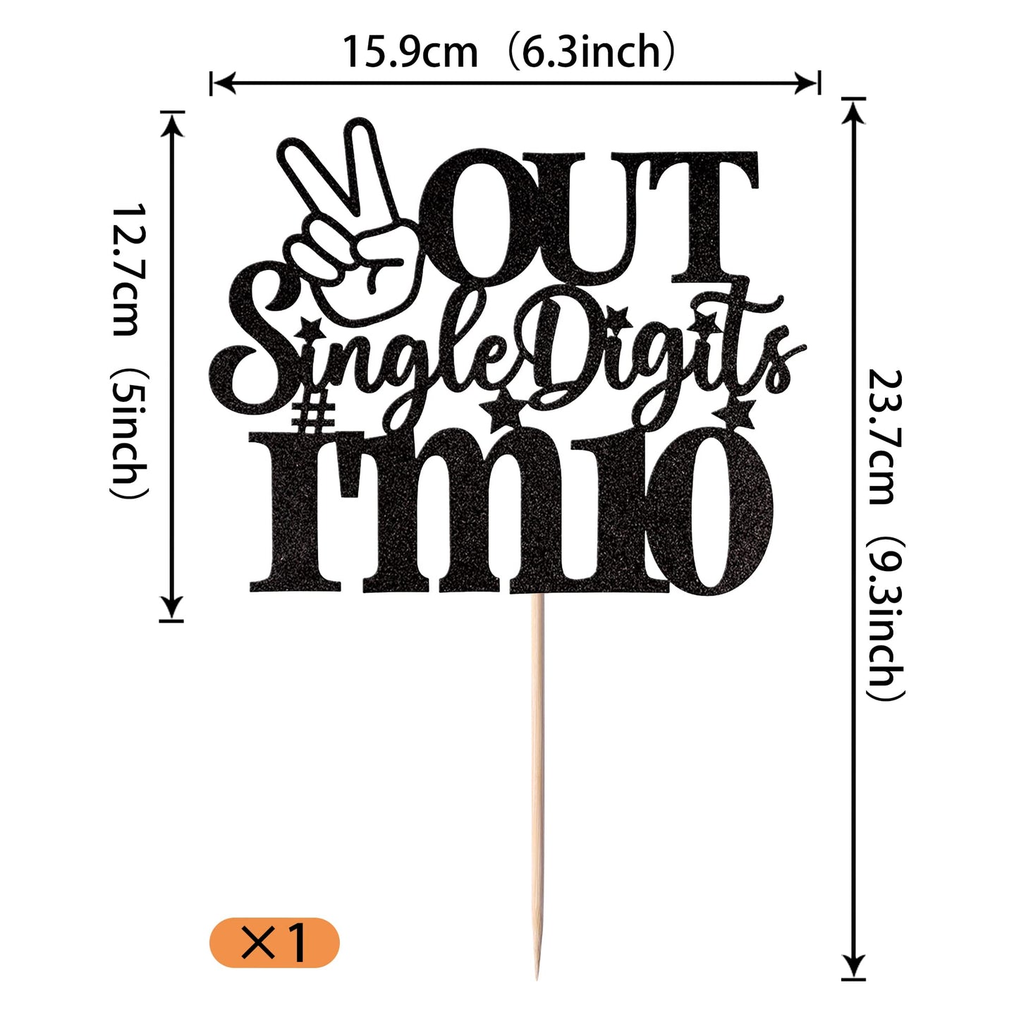 YCTHUNFISH Cake Topper, Glitter Double Digits 10, 9.3 x 0.2, Black, 10th Birthday Theme Party Supplies