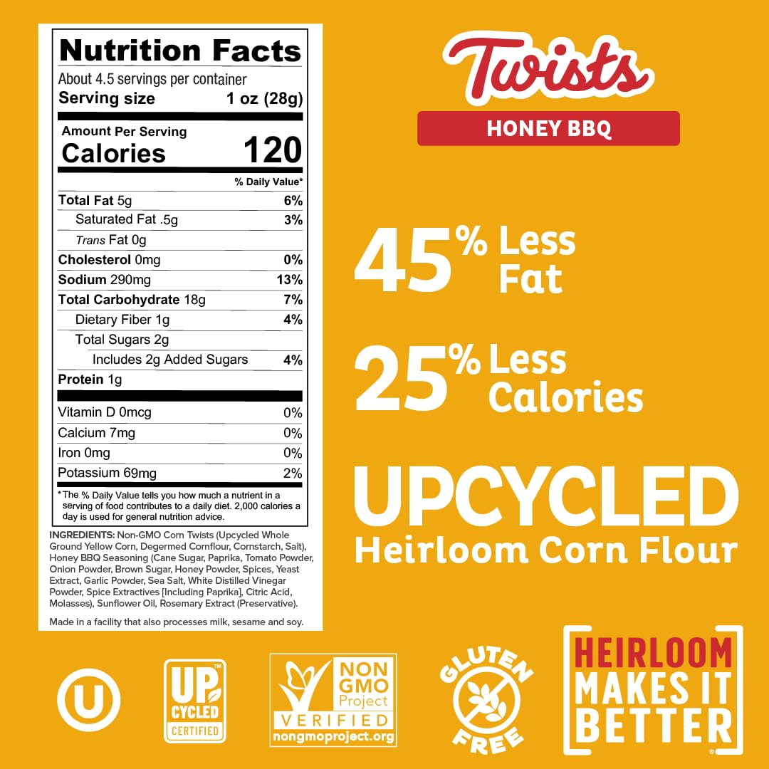 Pipcorn Heirloom Honey BBQ Twists - Gluten Free, Non-GMO Snacks - 4.5oz, 6 Pack