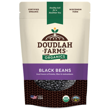 Organic Dried Black Beans 1 lb, Unsalted, Low-Sodium, Non-GMO, Farmed From Regenerative Soil, Tested Clean Certified - Rich in F