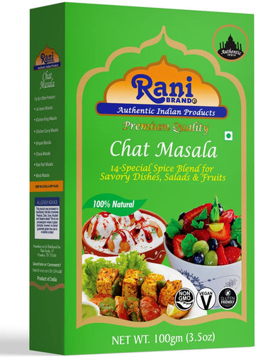 Rani Chat Masala (14 Spice Seasoning Salt) Tangy Indian Seasoning 3.5oz (100g) ~ All Natural | No MSG | Vegan | No Colors | Glut