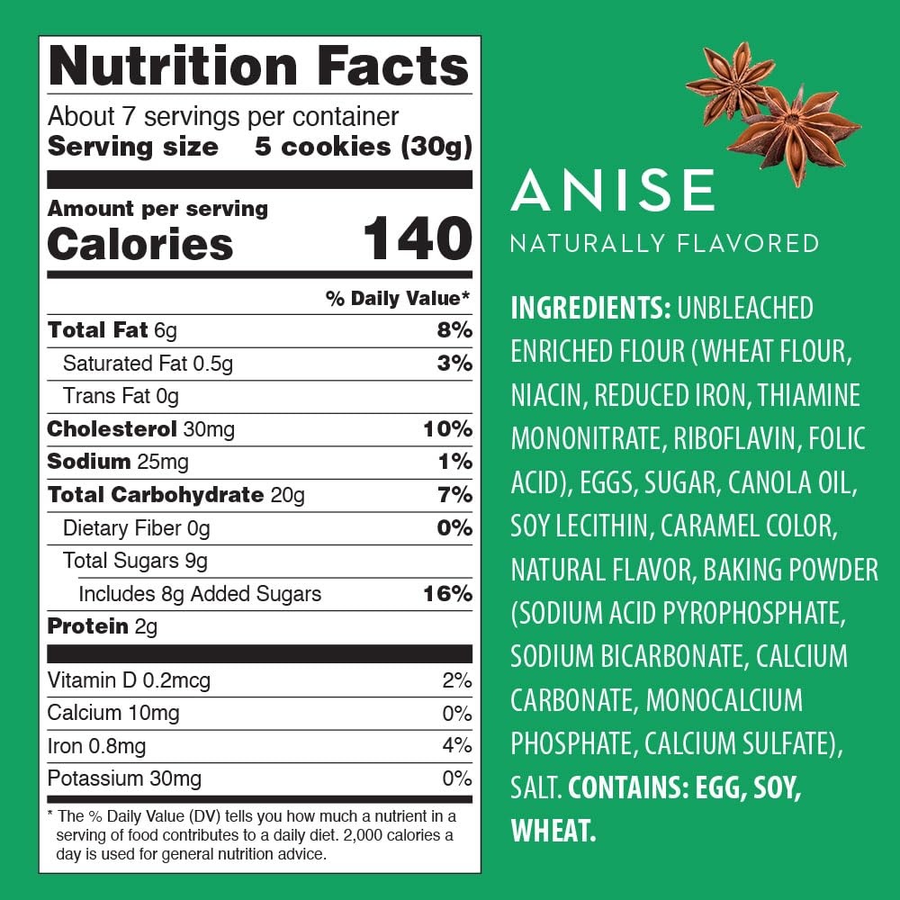Reko Pizzelle Authentic Italian Style Waffle Cookie, Anise, 7 Ounce (Pack of 12)