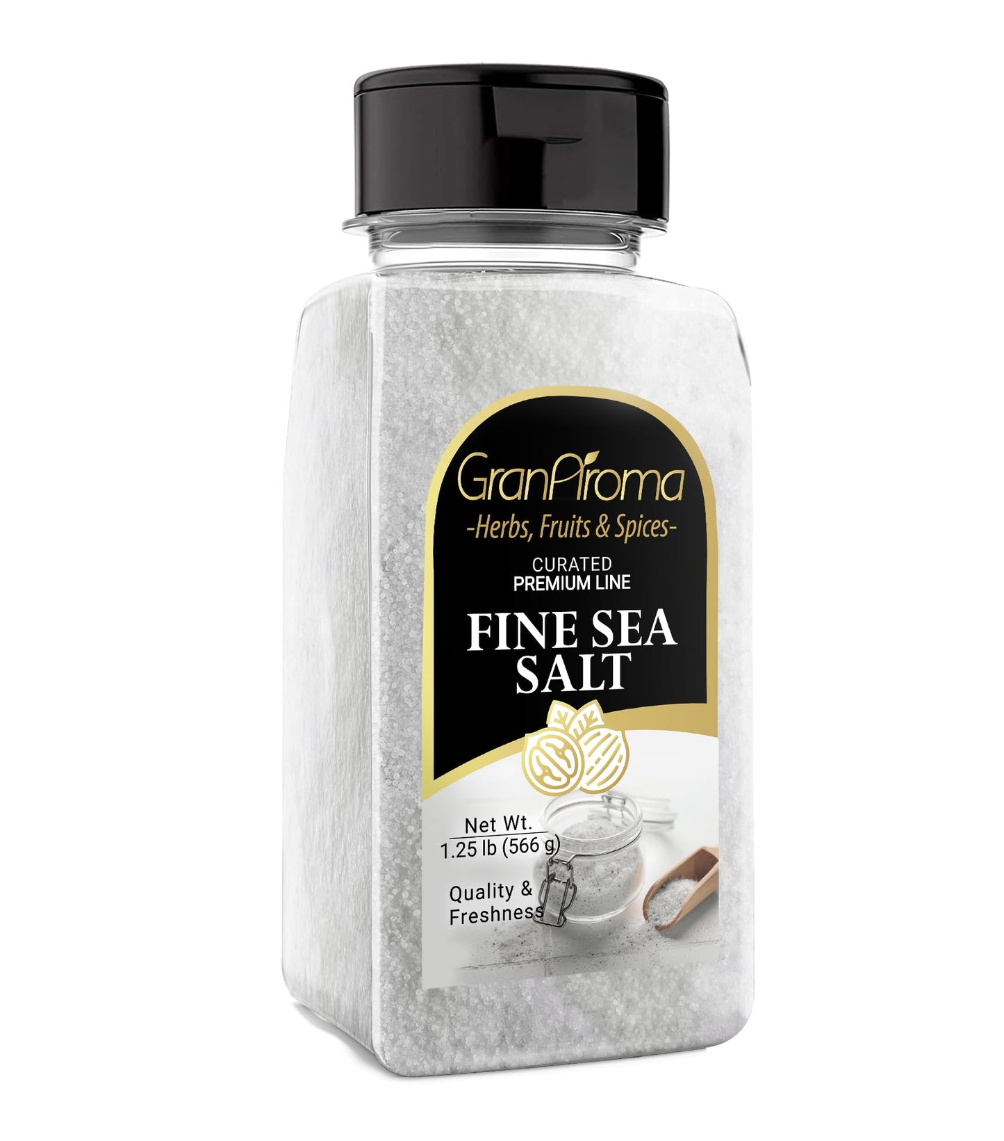 GranAroma Fine Sea Salt, Mediterranean Sea Salt, 20 Ounce, Kitchen Essential