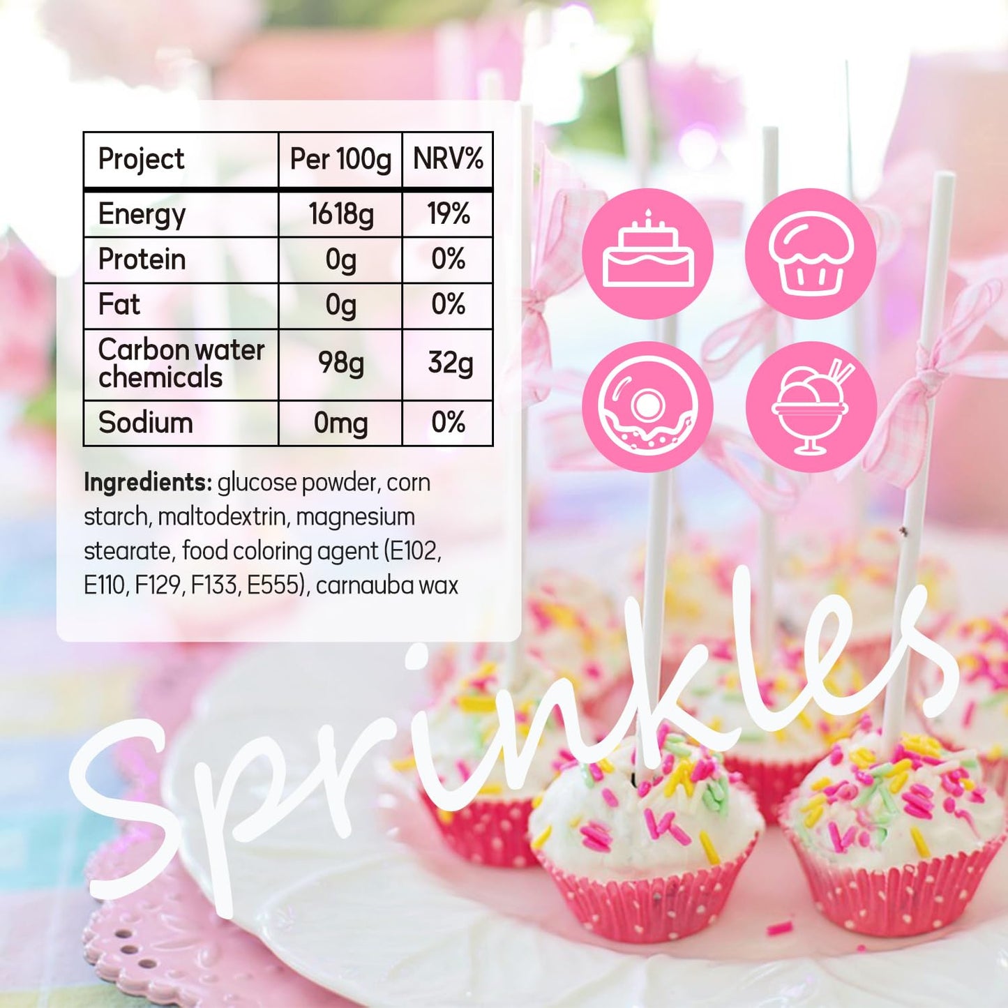 Cokoc Rainbow Pearl Jimmies Sprinkles for Cake Decorating & Ice Cream Toppings, 3.35oz