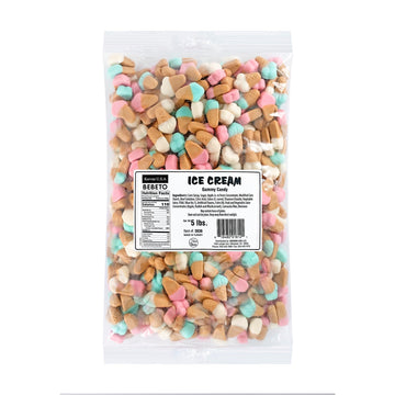 Kervan Candy Bebeto Ice Cream Gummies - Fruity, Soft & Sweet Gummy Candy Bulk For Kids, Gift Snacks And Parties - Small, Gluten Free Ice Cream Cones - Party Size Bag (5 Lbs)