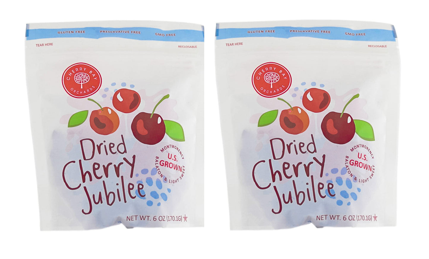 Cherry Bay Orchards Dried Cherry Mix - Pack Of Two 6Oz Bags (Total 12Oz) - Includes Montmorency, Balaton And Light Sweet Cherrie