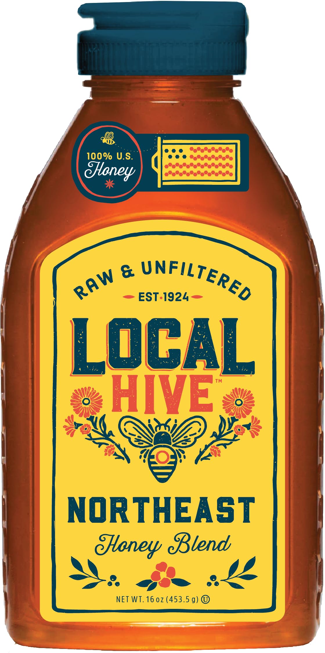 Local Hive Northeast Raw Unfiltered Honey 16Oz. 100% Us Honey Sourced From American Bees And Beekeepers.