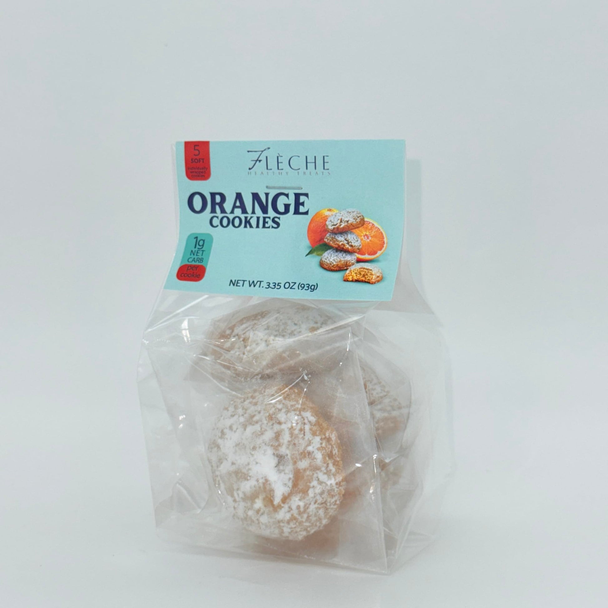 Sugar Free, Low Fat, Gluten Free, Dairy Free, Flche Healthy Treats, 5 soft baked cookies 3.35OZ (95g) (pack of 1) (Orange)