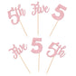 24 Pcs 5Th Birthday Cupcake Toppers Glitter Five Birthday Cupcake Picks Number 5 Cake Toppers For Baby Shower Kids 5Th Birthday