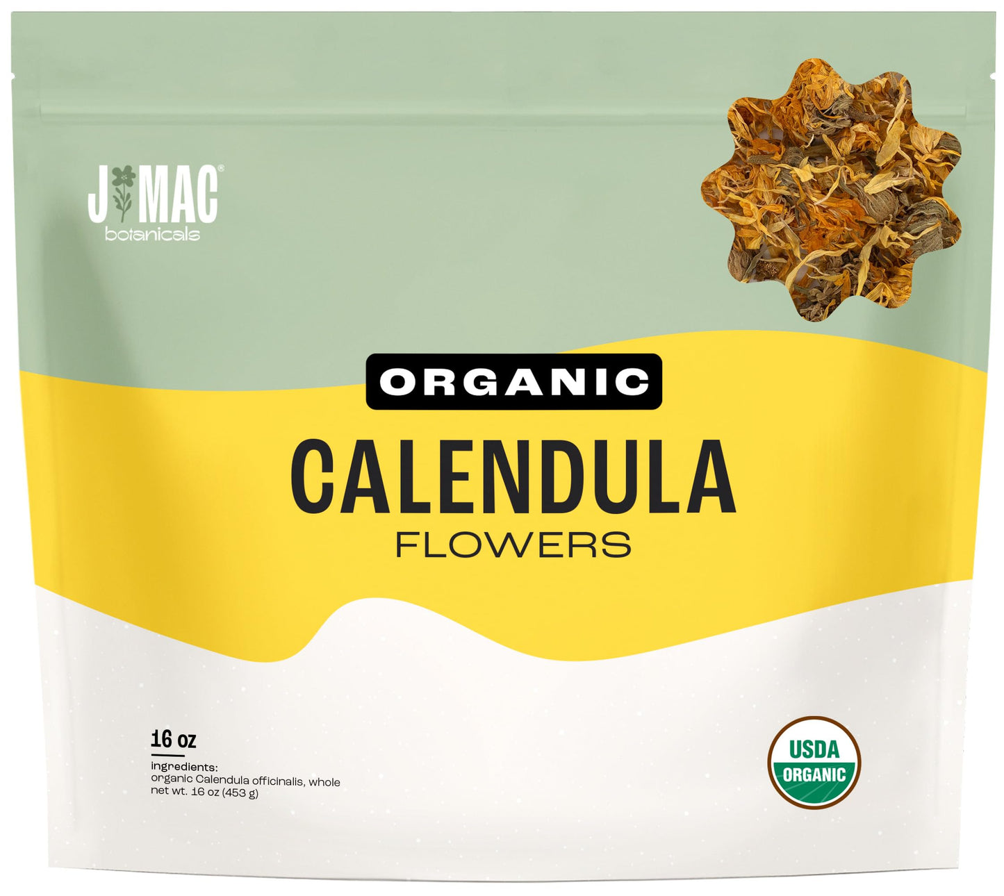 J MAC BOTANICALS Organic Calendula Flower Loose Leaf Tea 16 Ounce USDA Certified Organic