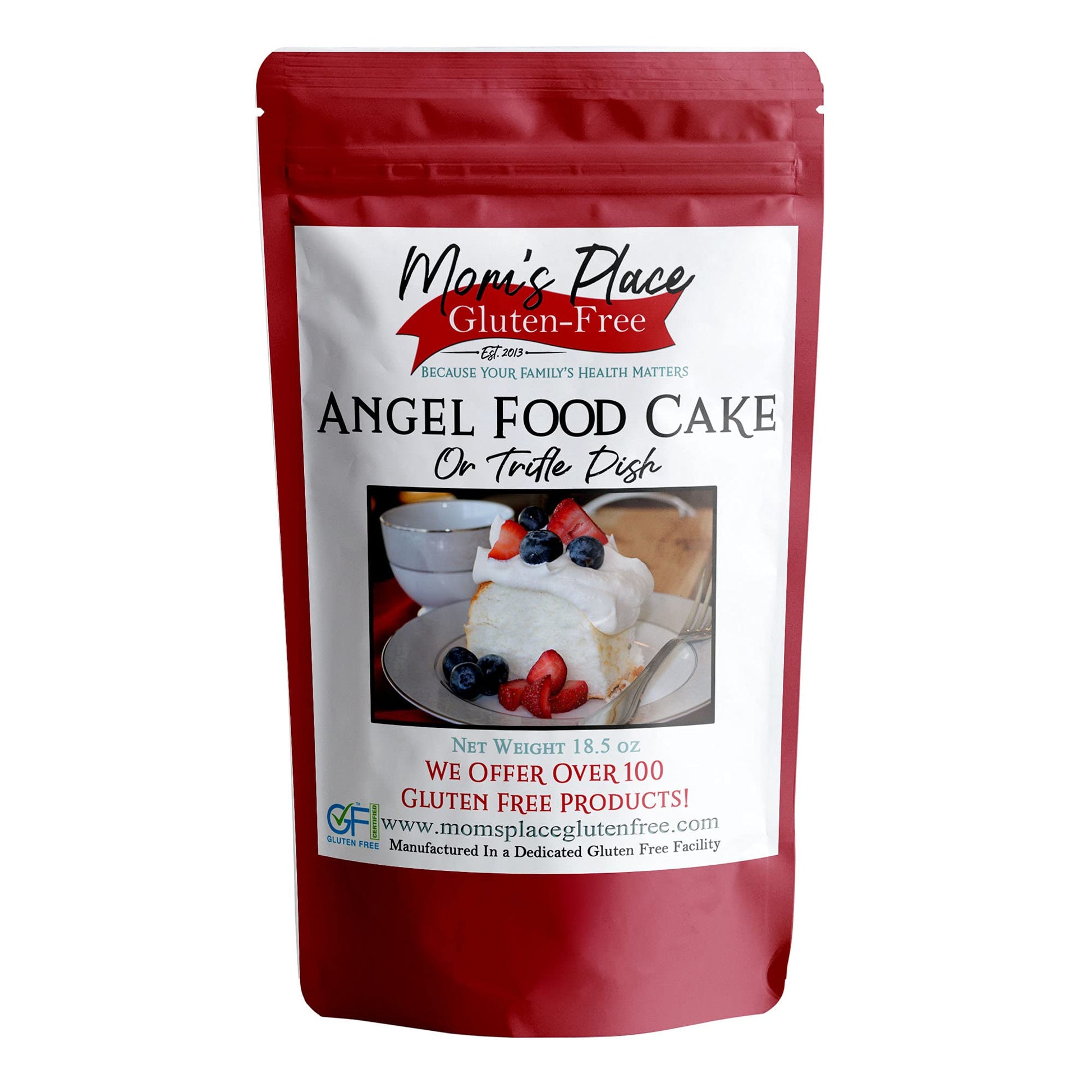 Moms Place Gluten-Free Angel Food Cake Mix, Non-GMO, 18.2 oz, Easy to Make, 12 Servings