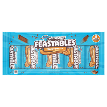 Feastables Peanut Butter Milk Chocolate Bar, 1.24 oz (35g), 5 Count