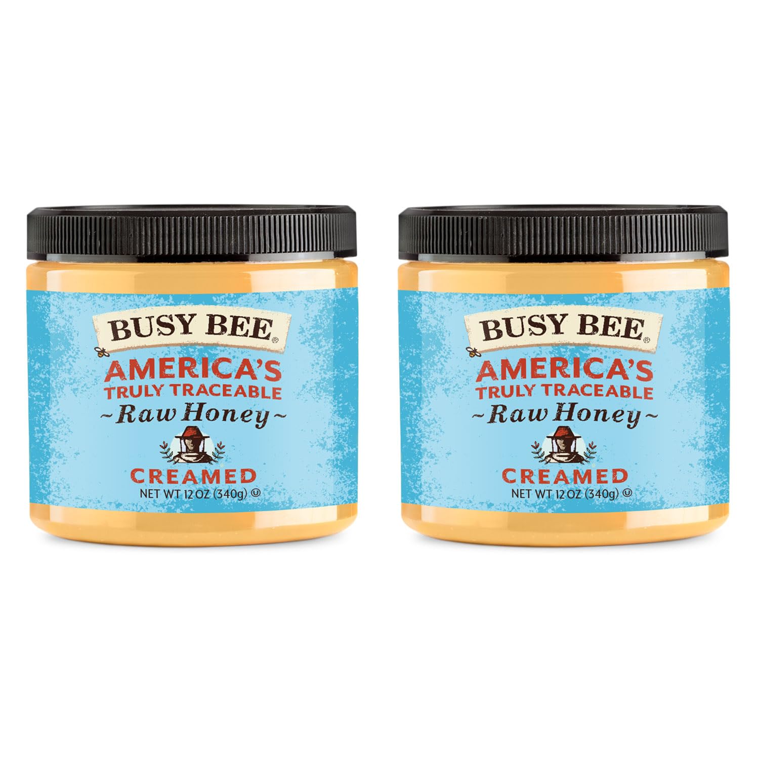 BUSY BEE Raw Unfiltered Honey, Wildflower, 12 oz (Pack of 2)