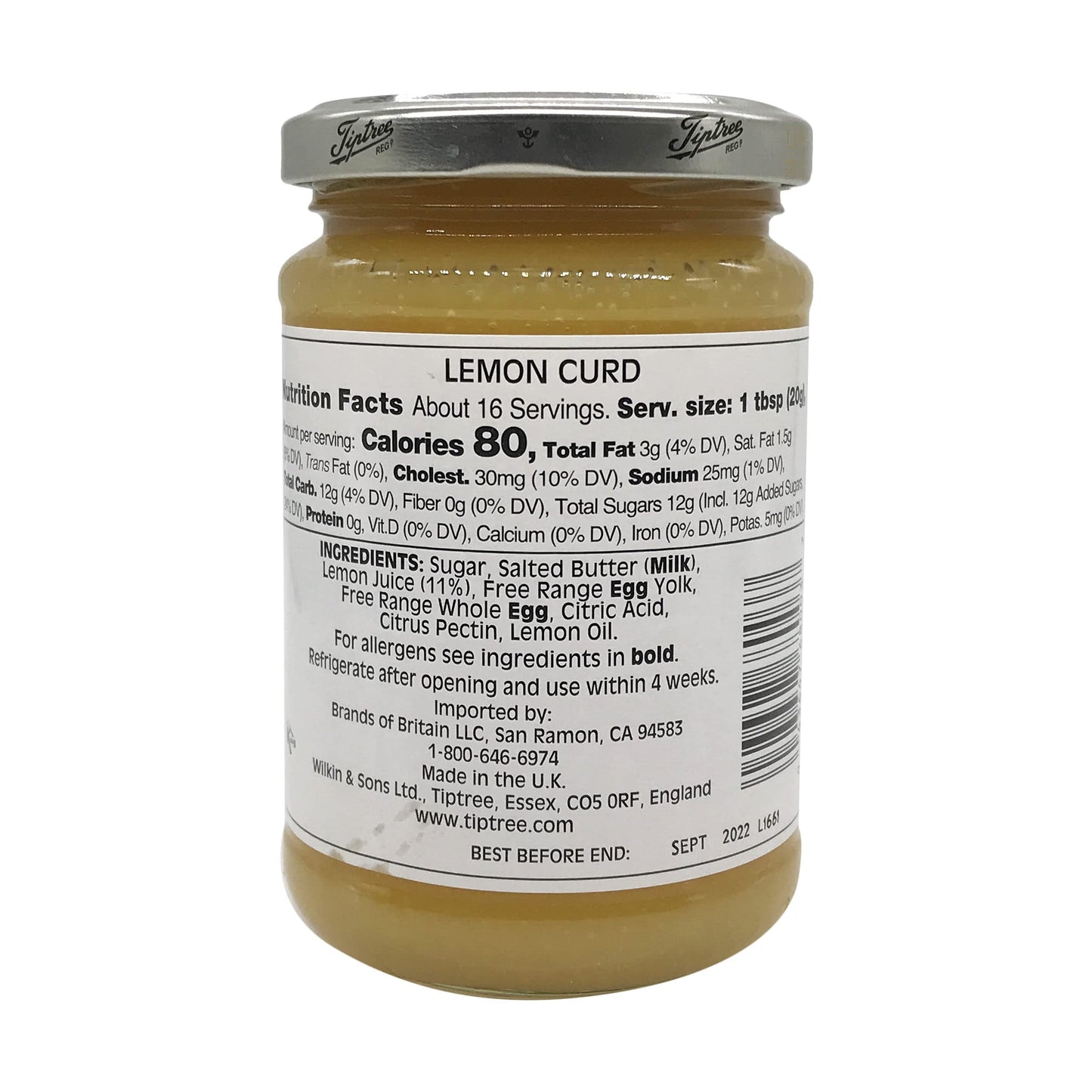 Tiptree Lemon Curd, 11 Ounce Jar (312G)