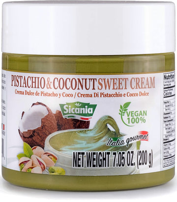 SICANIA Pistachio and Coconut Vegan Sweet Cream - 100% Italian Made, Non-GMO, Dairy-Free, Gluten-Free, Palm Oil-Free, Lactose-Fr