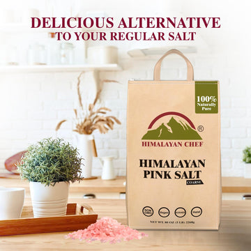 Himalayan Chef Himalayan Pink Salt - 5 lbs Coarse Grain Bulk Bag - 100% Natural and Pure Gourmet Crystals, Contains 84 Minerals,