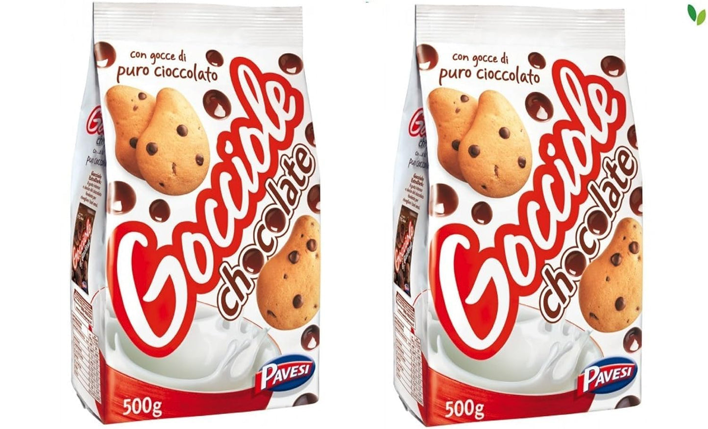 Pavesi: Gocciole Chocolate Biscuits with Chocolate drops , no palm oil - 17,6 Oz /500g , (Pack of 2)