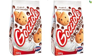 Pavesi: Gocciole Chocolate Biscuits with Chocolate drops , no palm oil - 17,6 Oz /500g , (Pack of 2)