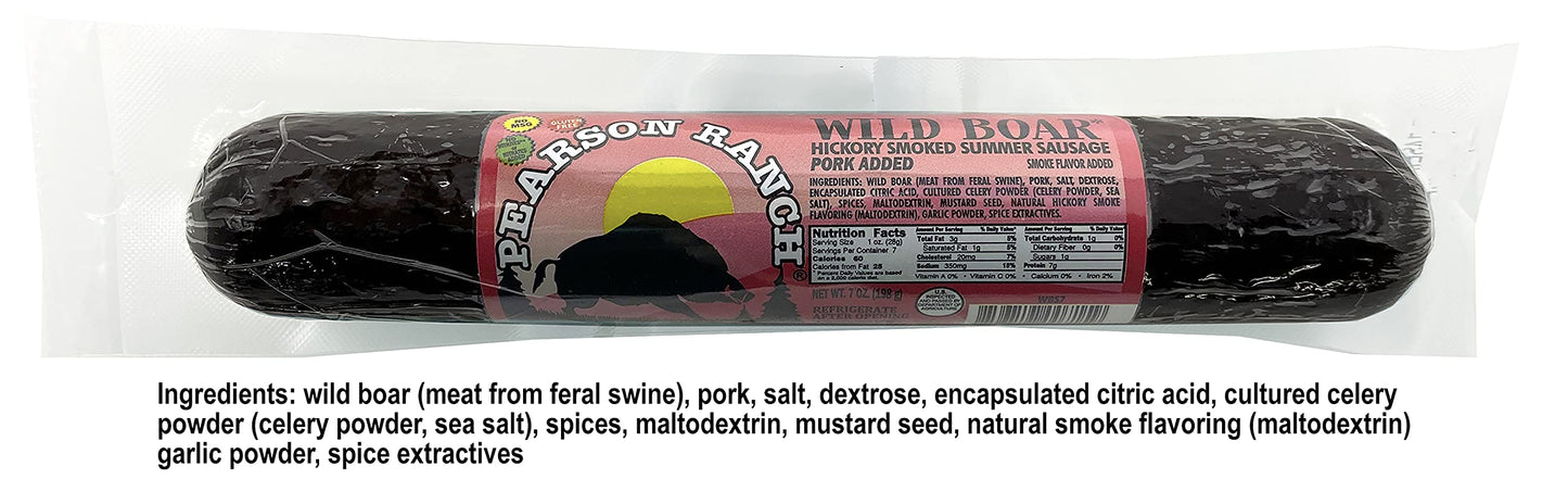 PEARSON RANCH Wild Game Sausage Sampler - Elk, Bison, Venison, Wild Boar, Exotic Summer Sausage Gift