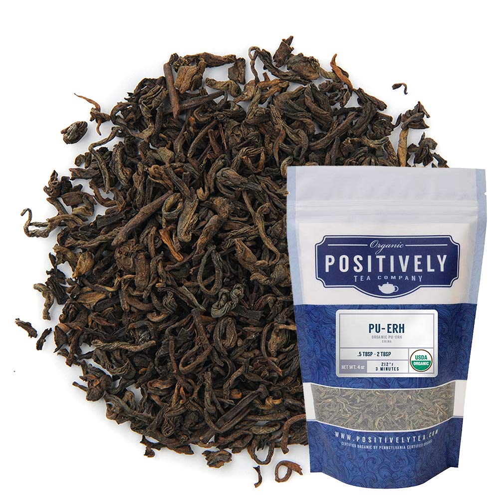 Organic Positively Tea Company Pu-Erh Tea Loose Leaf 4 Ounce Tea