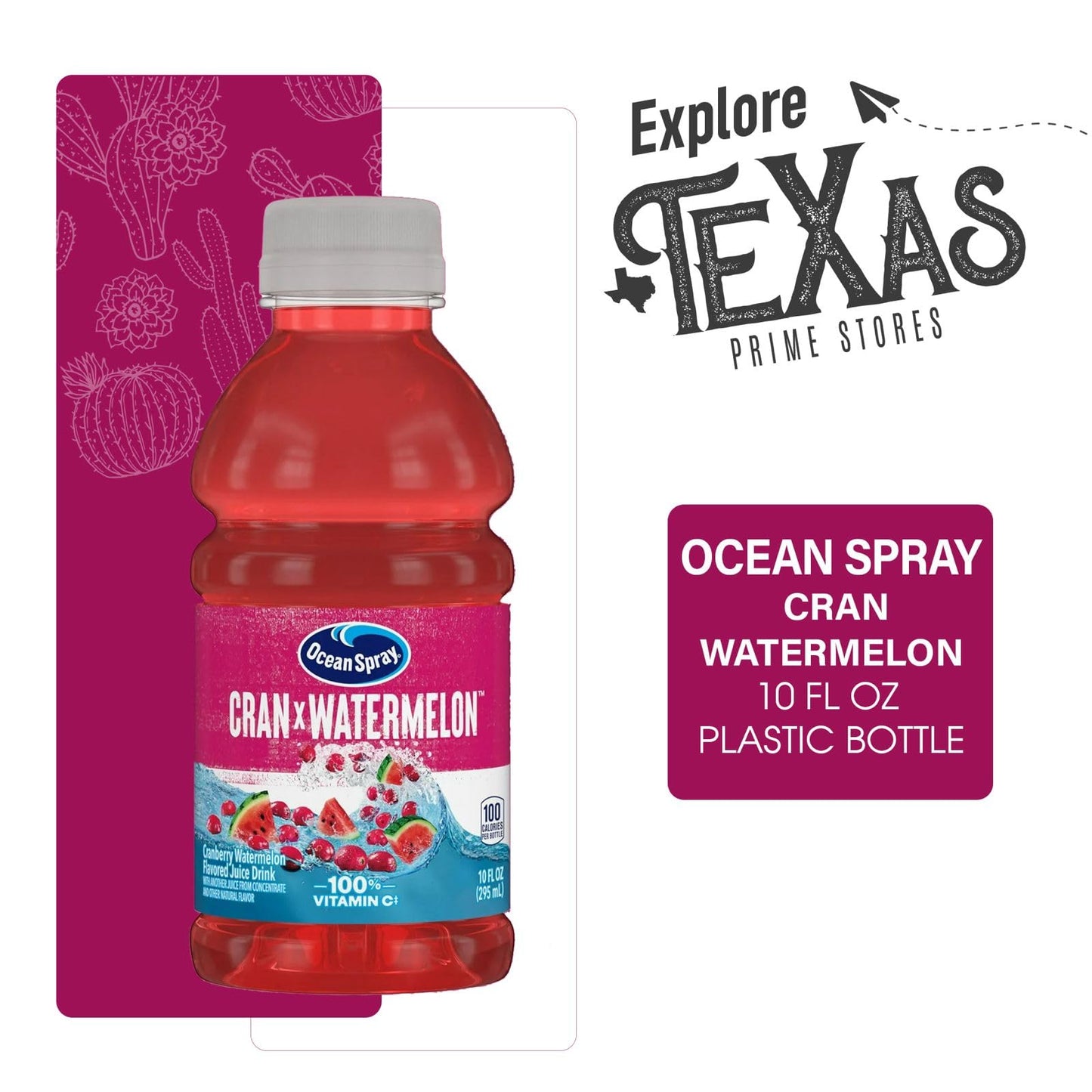 Ocean Spray 24-Pack Of Cran Watermelon Juice Drink 10 Fl Oz On-The-Go Plastic Bottle + 1 Utility Freebie By Unique Outlet