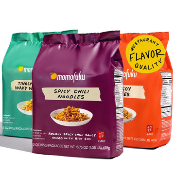 Momofuku Spicy Ramen Noodle Variety Pack By David Chang, 15 Count (Pack Of 3) Of Air-Dried Vegan Instant Noodles With 11G Of Plant Based Protein