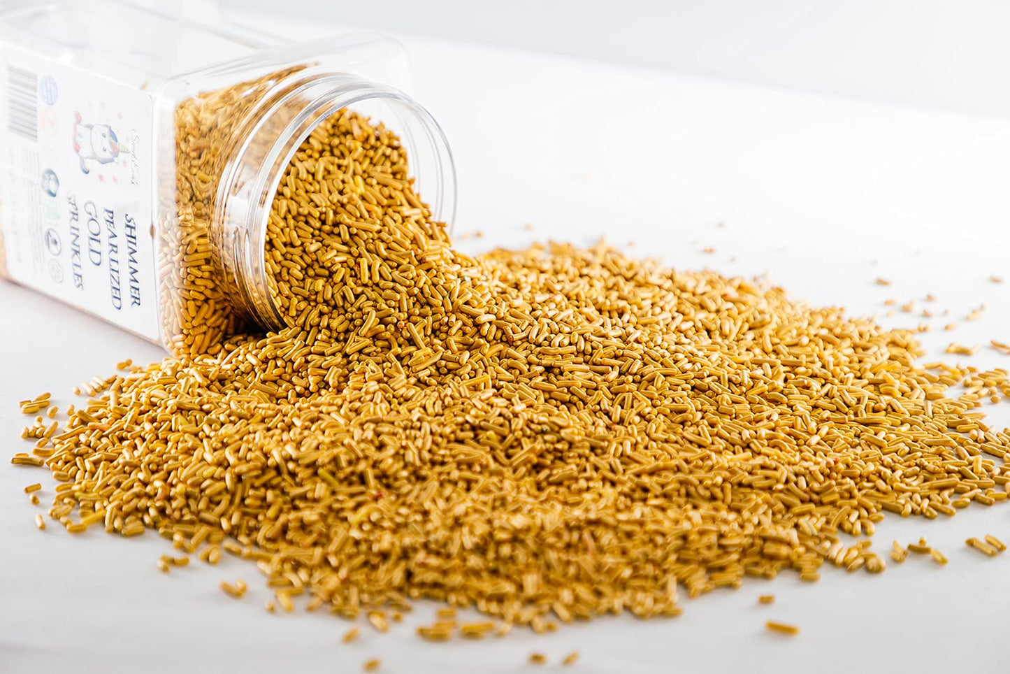 Sweet Eva SHIMMER PEARLIZED GOLD SPRINKLES-Dairy Free,Gluten Free,Egg Free,Vegan,Soy Free,Nuts Free,Kosher,Large,Bulk Candy,Cupc