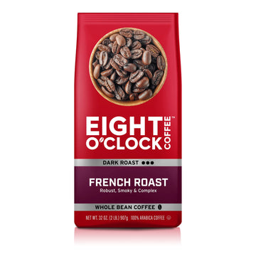 Eight O'Clock Coffee Dark French Roast, Whole Bean Coffee, 100% Arabica, Kosher Certified, 32 Oz