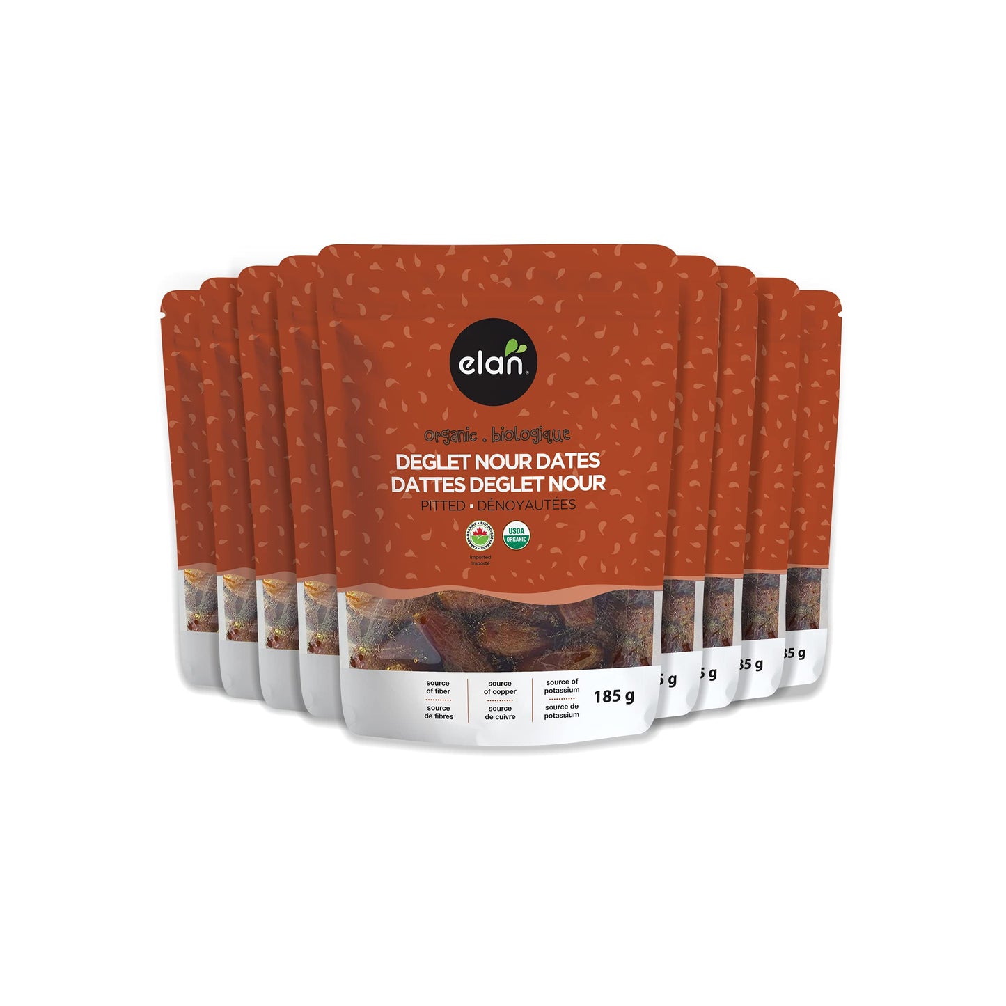 Elan Organic Pitted Dates, Non-GMO, Vegan, Gluten-Free, 8 pack of 6.5 oz