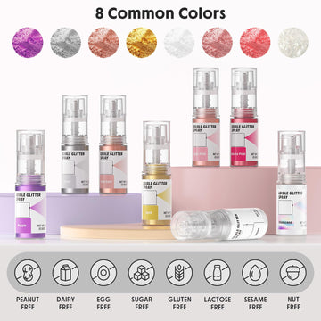 Edible Glitter Spray,Food Grade 5G Edible Glitter For Cake Decorating Desserts, Beverages, Cupcakes, Cake Pops And Cookies - Sil