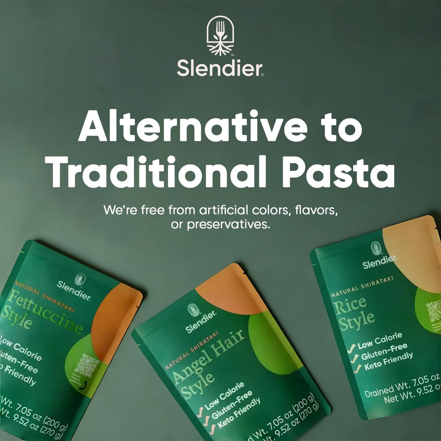 Slendier - Shirataki Variety Pack Of 6 | Low Carb Pasta | Fettuccine Noodles | Shirataki Rice | No Artificial Flavors |10 Calori