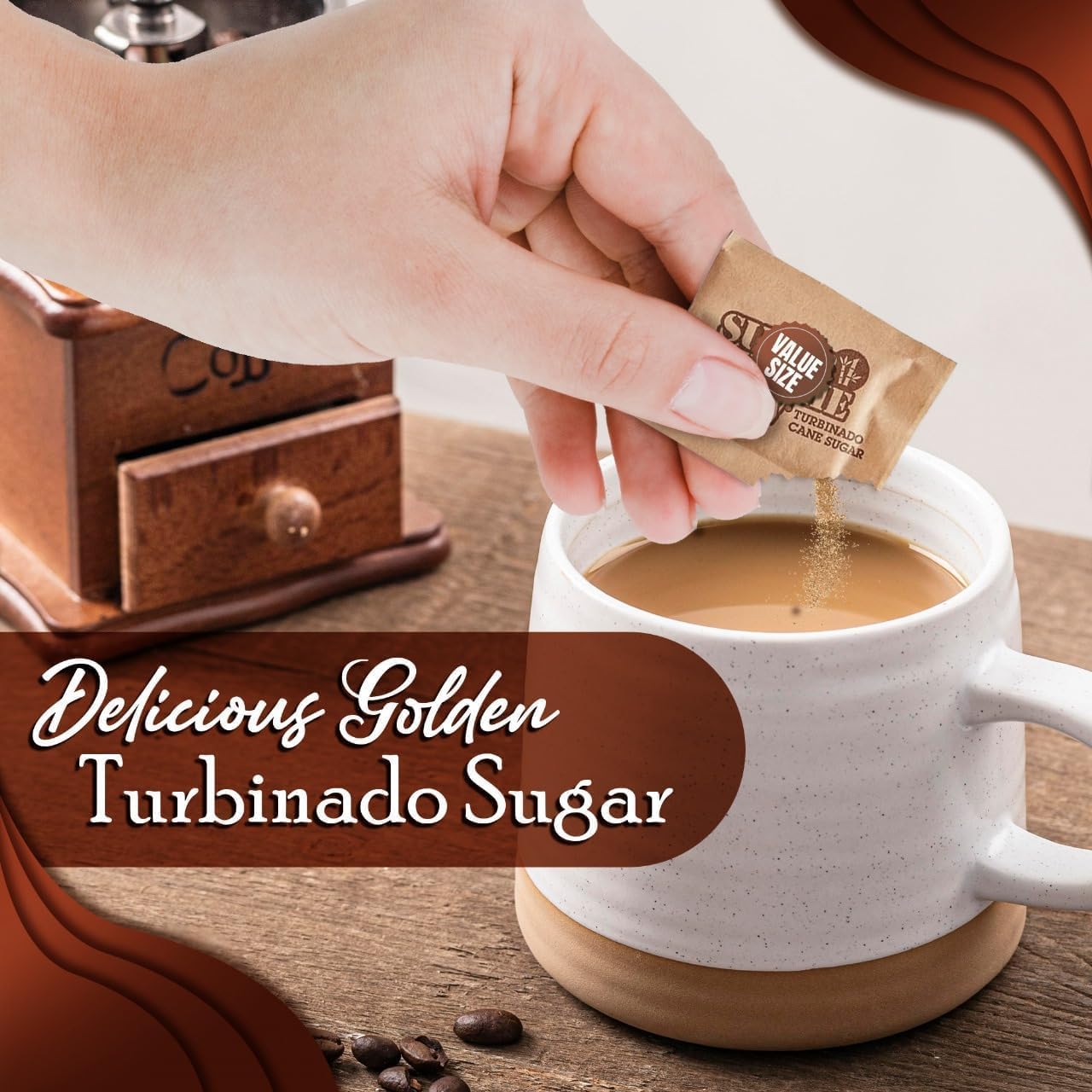 Sugar Raw/Raw Natural Cane Brown Sugar Turbinado, 500 Count, Pack of 1, Natural Sweetener for Drinks and Baking Packets for Home