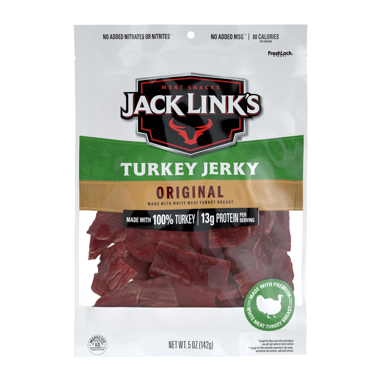 Jack Links Turkey Jerky, Original Flavor, 5 Oz, 13g Protein, Keto Friendly, Ready to Eat Snack