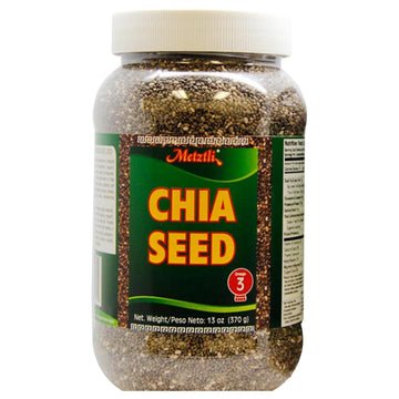 Metztli Chia Seeds, Superfood, Source of Fiber, Gluten-Free, Sugar-Free, Sodium-Free, 13 Oz, Jar
