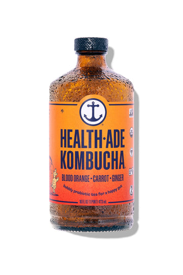 Health-Ade Kombucha Tea Organic Drink, Fermented Tea With Living Probiotics, Detoxifying Acids, Supports Gut Health, Non-Gmo, Vegan, Gluten Free, 12 Pack (16 Fl Oz Bottles), Blood Orange Carrot Ginger