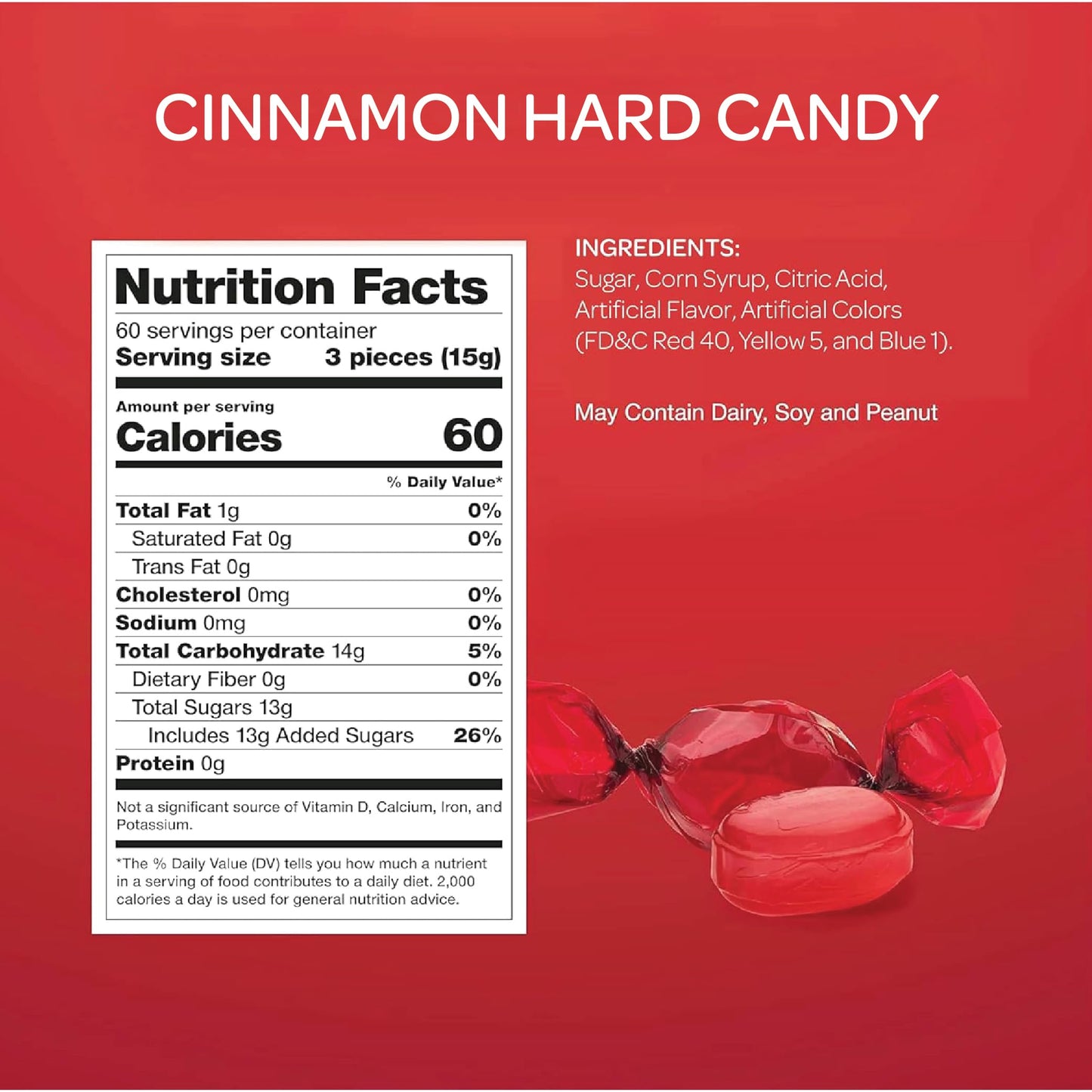 CRAZYOUTLET Hard Candy Cinnamon Flavor - 2 Pound Bulk Pack, Individually Wrapped, Red - Classic Old-Fashioned Sweets (About 180 Count)