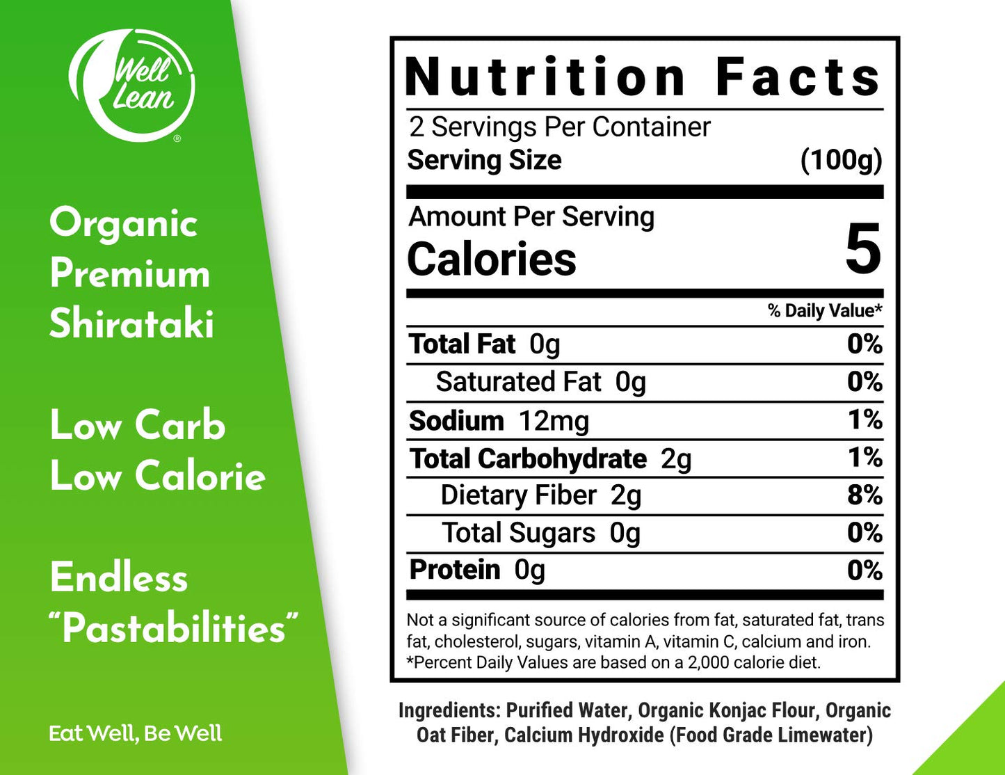 Well Lean Organic Variety Pack - Premium Shirataki Konjac Pasta - USDA Organic, 100% Plant Based, Keto Friendly, Zero Net Carb,