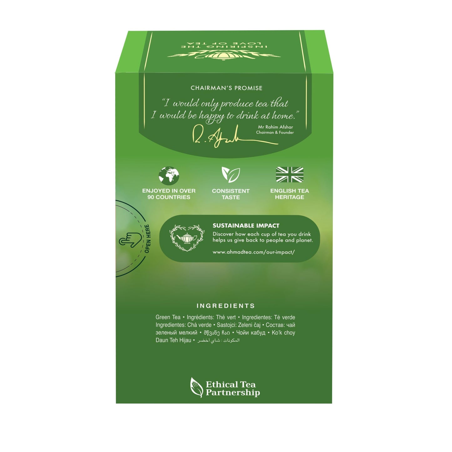 Ahmad Tea Green Tea, Green Tea Pure Teabags, 20 Ct (Pack Of 1) - Caffeinated And Sugar-Free