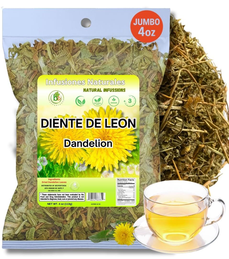 Diente de Le?n Herbal Tea - Dandelion Loose Leaf - 4 oz (113 g) - 100% Natural  Vegan  Non-GMO  Caffeine-Free - Traditional Herbal Infusion - by BexpertsUSA