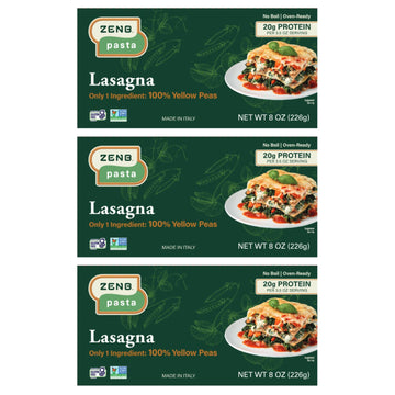 ZENB Plant-Based Lasagna - Pasta Made From 100% Yellow Peas, Gluten Free, Non-GMO & Vegan, Less Carbs than Traditional Pastas, 2
