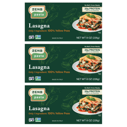 ZENB Plant-Based Lasagna - Pasta Made From 100% Yellow Peas, Gluten Free, Non-GMO & Vegan, Less Carbs than Traditional Pastas, 2