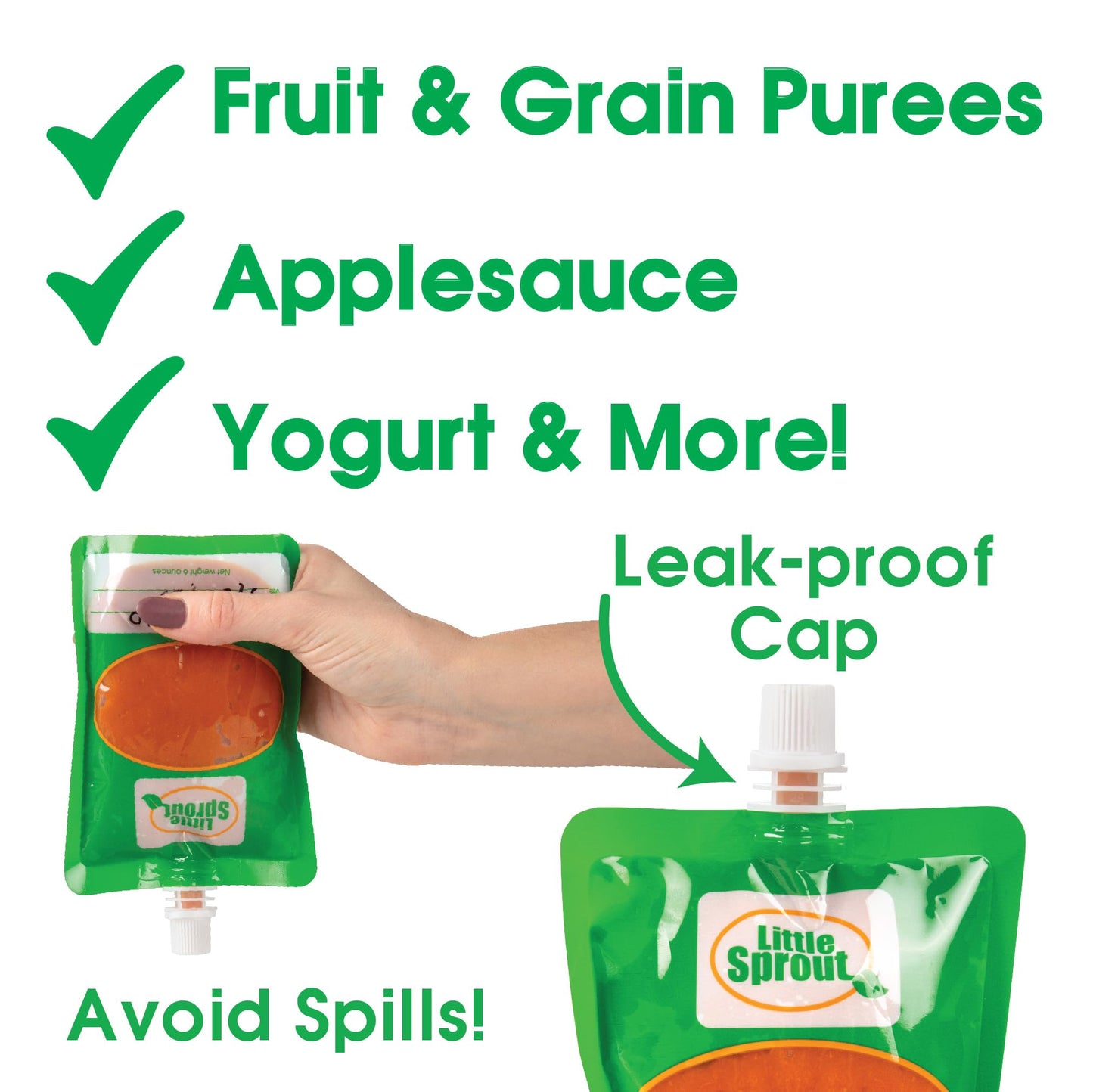 Disposable 6Oz Baby Food Storage Pouch Containers, 24 Pk- Write What You Want Squeezable Pouches- Make Homemade Organic Food For