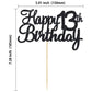 Gyufise 1 Pack Happy 13Th Birthday Cake Topper Black Glitter Happy Birthday Cake Topper Happy 13 Birthday Cake Decoration For 13
