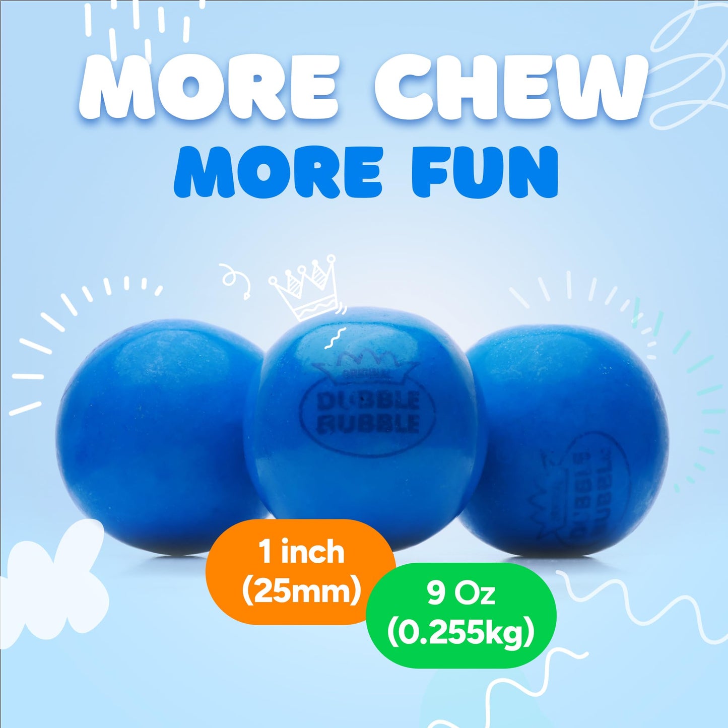 Gumballs In Jar - 1 Inch Large Gumballs - Blueberry Flavored Bubble Gum - Green Kids Gum - Gumballs For Kids - 9 Oz