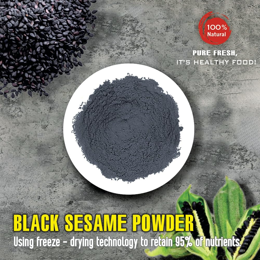 VIETFARMFOOD Black Sesame Powder, Pure Freeze-Dried Vegetable Powder, 5.29 oz (150g)