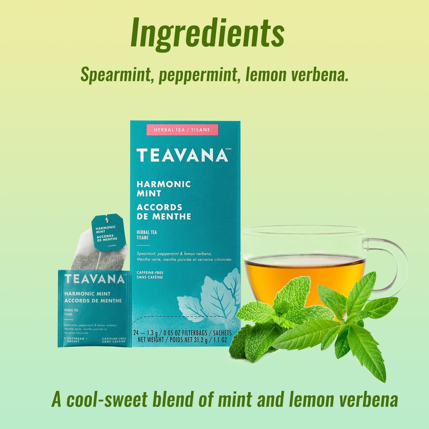 Teavana Medicine Ball, Cold Buster Recipe, 1 Box Each Of Ginger Peach And Harmonic Mint, Total Of 48 Tea Bags, Includes 10 Count