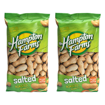 Hampton Farms - USA Grown All-Natural - Fancy Roasted In-Shell Salted Peanuts - 10 oz. Bags - 2 Pack