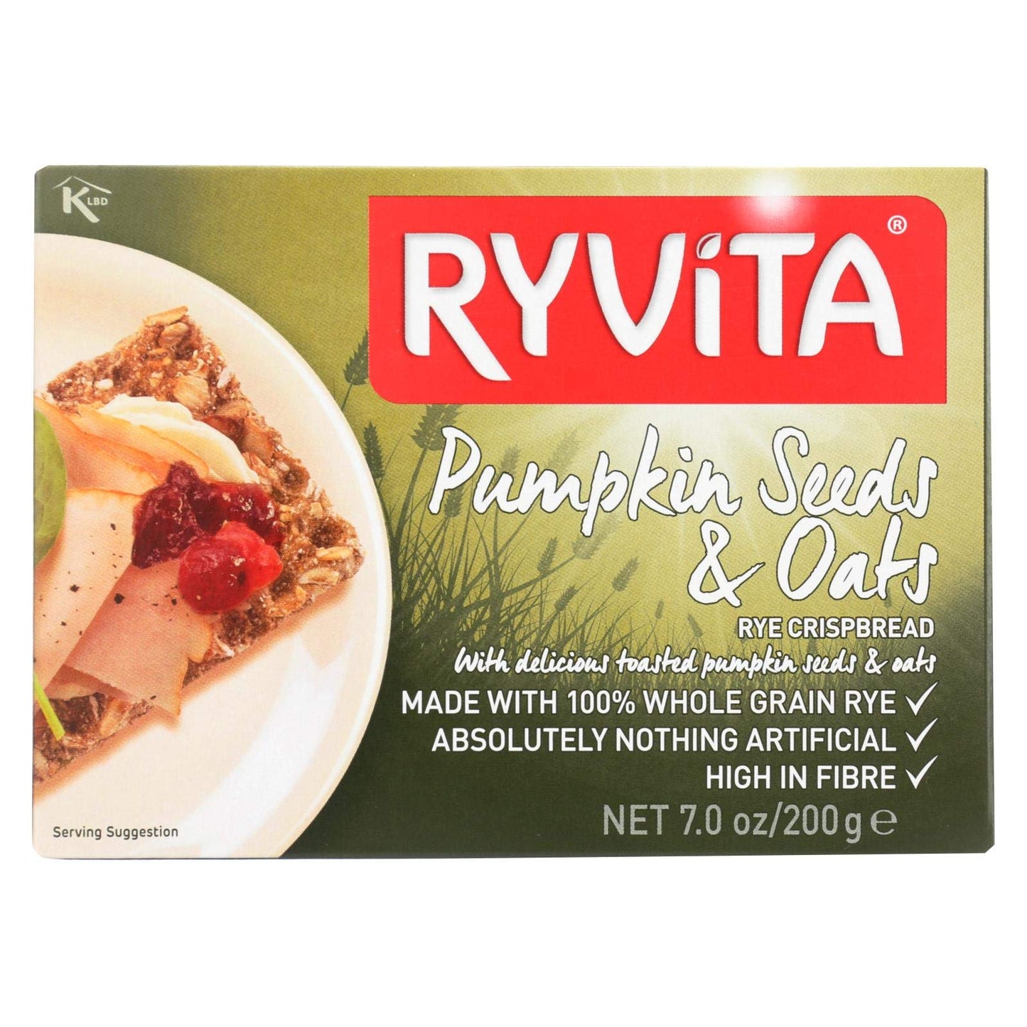 Ryvita Crisp Bread Crispbread - Pumpkin Seed and Oat - Case of 8 - 7 oz.